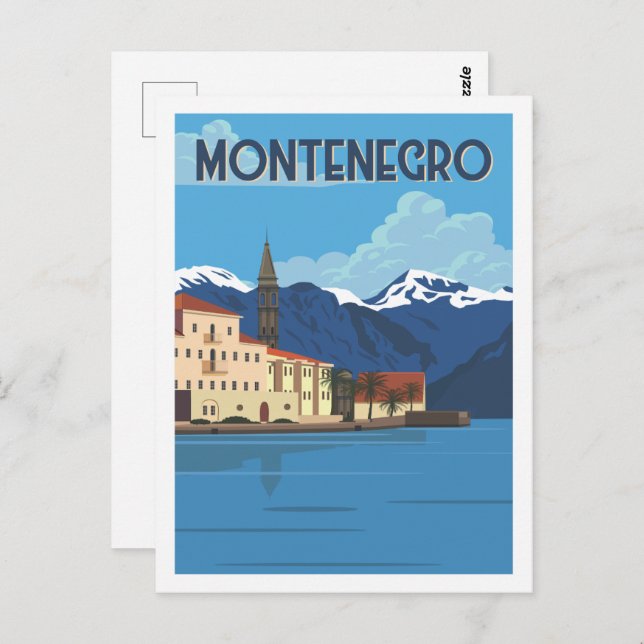 Postal Ilustracion del lugar de viaje famoso de Montenegr (Anverso / Reverso)