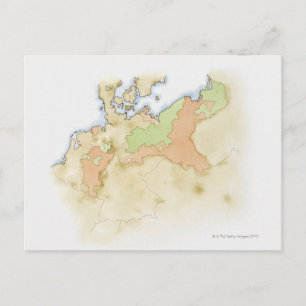Postal Ilustracion del mapa de Alemania