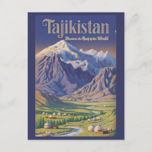 Postal Ilustración del paisaje de Tayikistán Arte de viaj