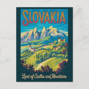 Postal Ilustración del paisaje urbano de Eslovaquia Arte