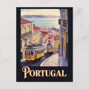 Postal Ilustración del paisaje urbano de Lisboa Portugal 