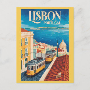 Postal Ilustración del paisaje urbano de Lisboa Portugal