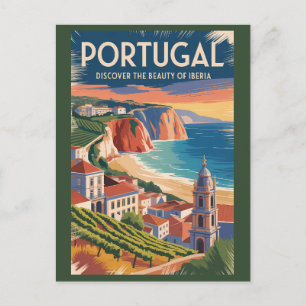 Postal Ilustración del paisaje urbano de Portugal Iberia 