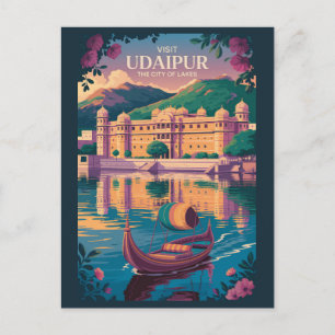 Postal Ilustración del Palacio de la Ciudad de Udaipur, I