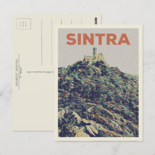 Postal Ilustracion del Palacio de Sintra Pena Portugal