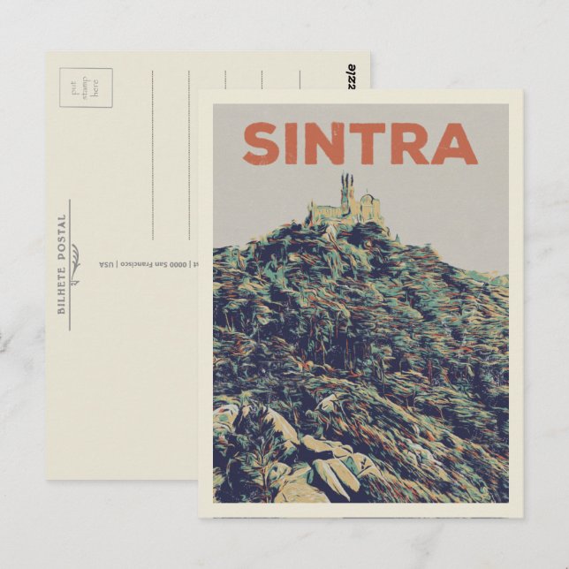 Postal Ilustracion del Palacio de Sintra Pena Portugal (Anverso / Reverso)