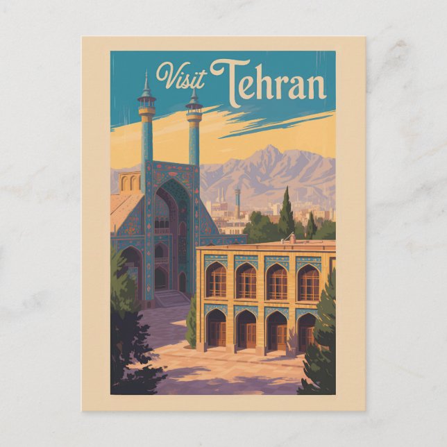 Postal Ilustración del Palacio Golestan Irán Teherán Viaj (Anverso)