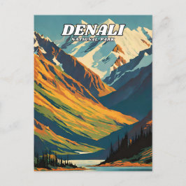 Postal Ilustracion del Parque Nacional Denali