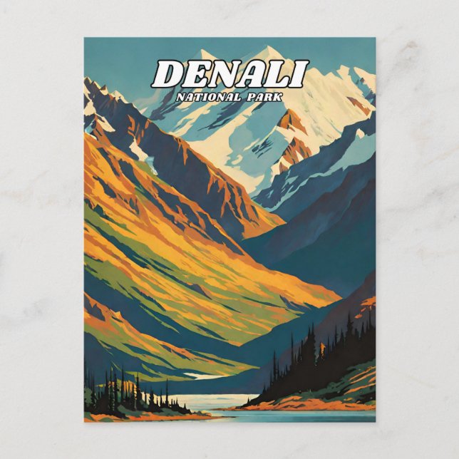 Postal Ilustracion del Parque Nacional Denali (Anverso)