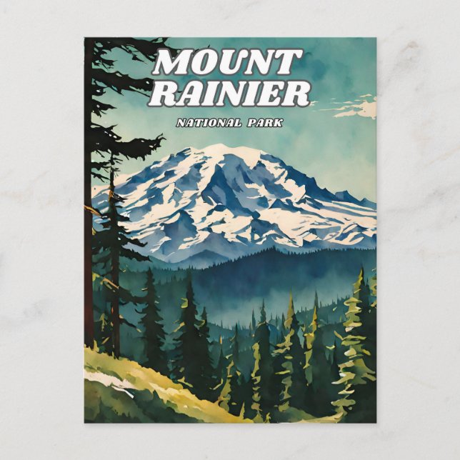 Postal Ilustracion del Parque Nacional Mount Rainier Cla (Anverso)