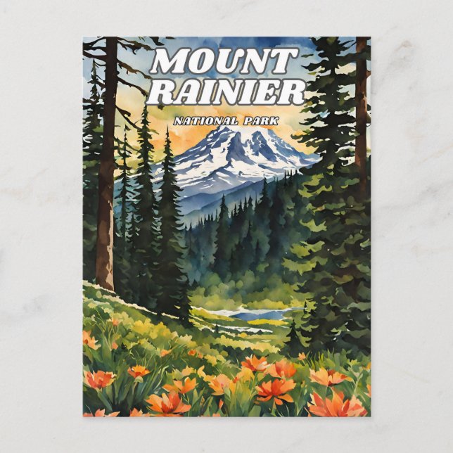 Postal Ilustracion del Parque Nacional Mount Rainier Dec (Anverso)