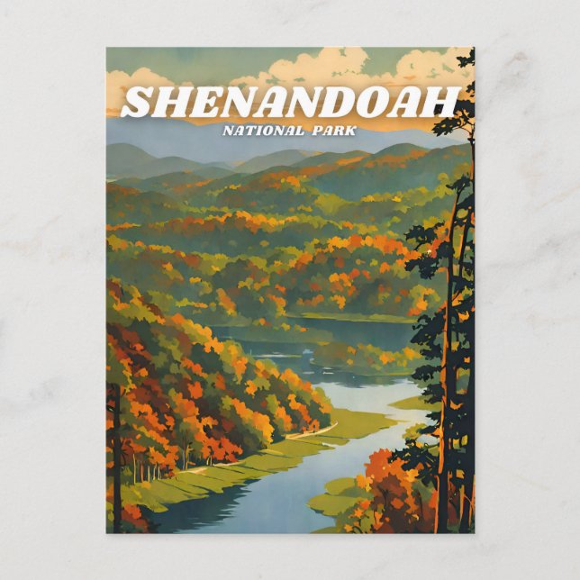 Postal Ilustración del Parque Nacional Shenandoah retro C (Anverso)