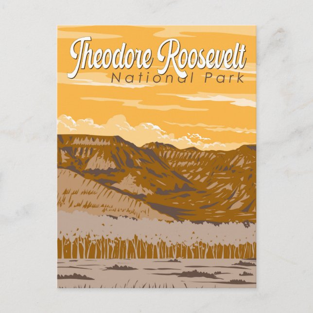 Postal Ilustracion del Parque Nacional Theodore Roosevelt (Anverso)