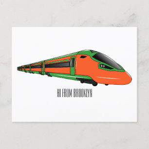 Postal Ilustracion del personalizado del tren de bala