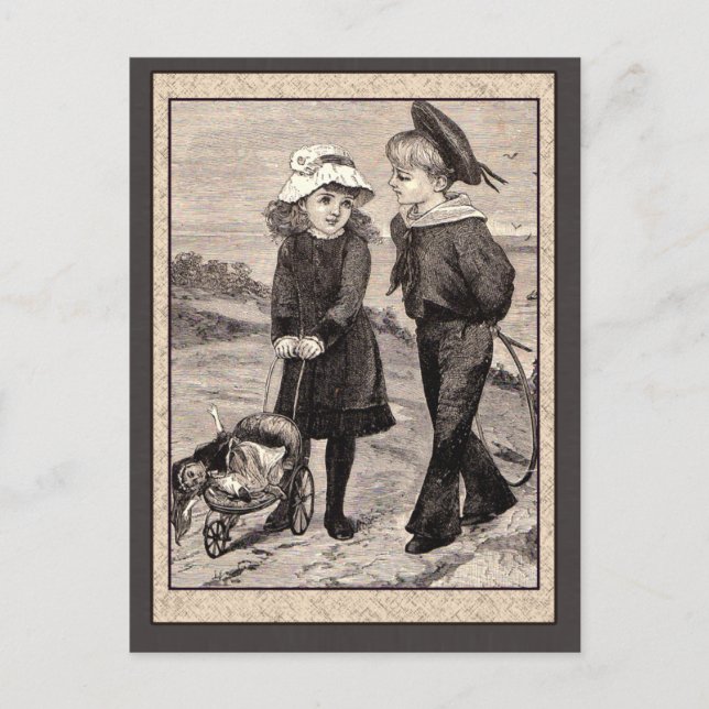 Postal Ilustracion del primario antiguo del niño (Anverso)