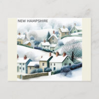 Ilustracion del pueblo de invierno de New Hampshir