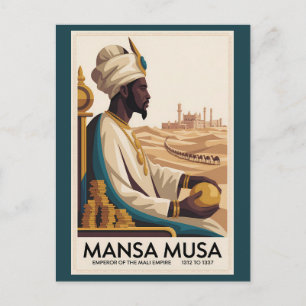 Postal Ilustración del rey africano del Imperio Mali de M