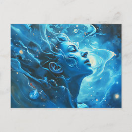 Postal Ilustracion del Rótulo Aquarius Zodiac