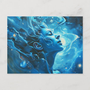 Postal Ilustracion del Rótulo Aquarius Zodiac