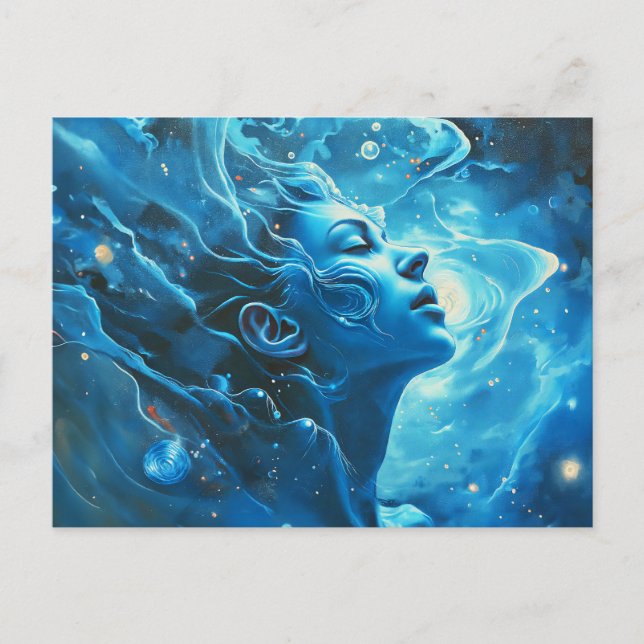 Postal Ilustracion del Rótulo Aquarius Zodiac (Anverso)