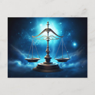 Postal Ilustracion del Rótulo Libra Zodiac