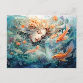 Postal Ilustracion del Rótulo Pisces Zodiac