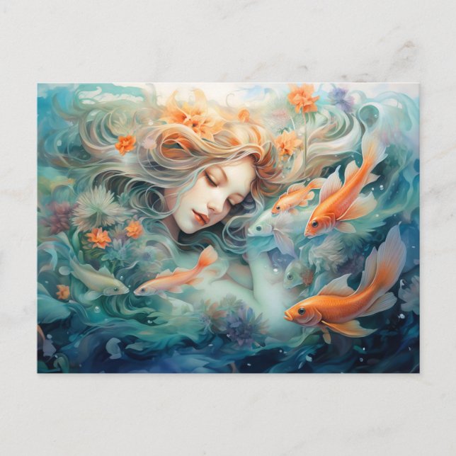 Postal Ilustracion del Rótulo Pisces Zodiac (Anverso)