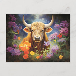 Postal Ilustracion del Rótulo Taurus Zodiac