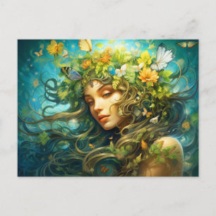 Postal Ilustracion del Rótulo Virgo Zodiac