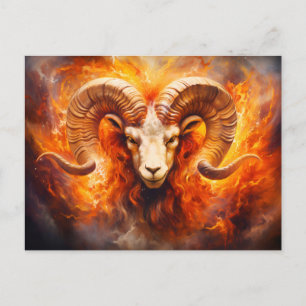 Postal Ilustración del signo zodiacal Aries