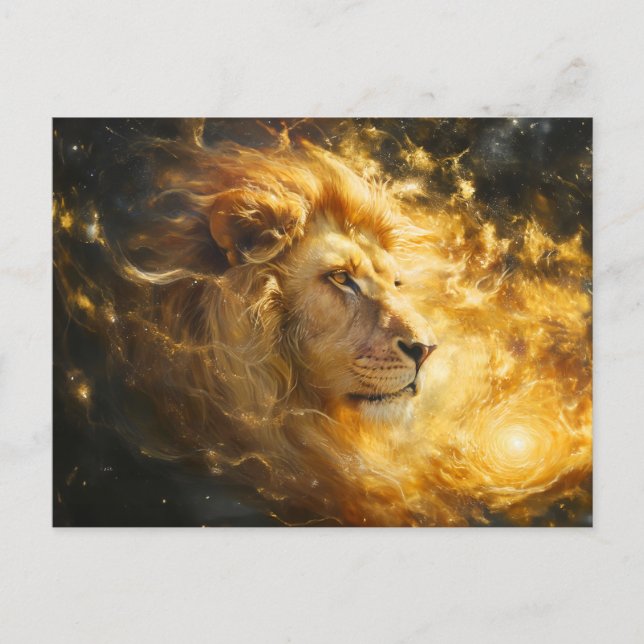 Postal Ilustración del signo zodiacal Leo (Anverso)