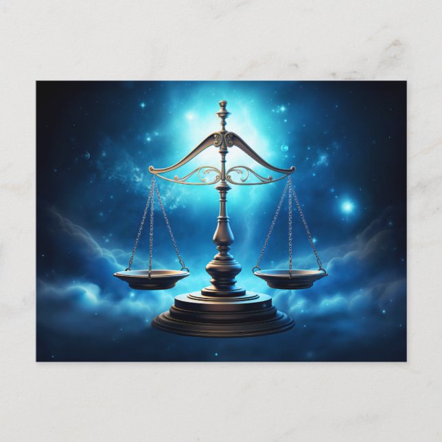 Postal Ilustración del signo zodiacal Libra (Anverso)