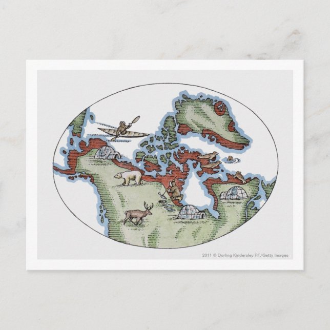 Postal Ilustracion del territorio inuit (Anverso)