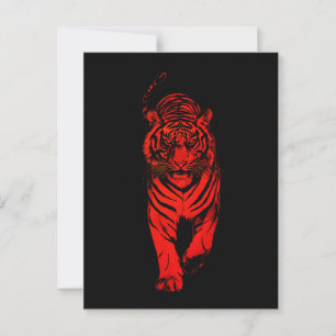 Postal Ilustración del Tigre Rojo – Arte Animal Gráfico A