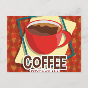 Postal Ilustracion deliciosa taza de café
