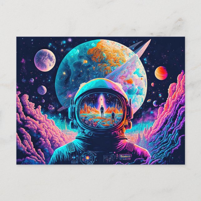 Postal Ilustración desde el espacio y más allá (Anverso)