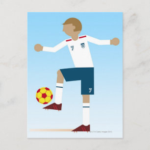 Postal Ilustracion digital de futbolistas usando