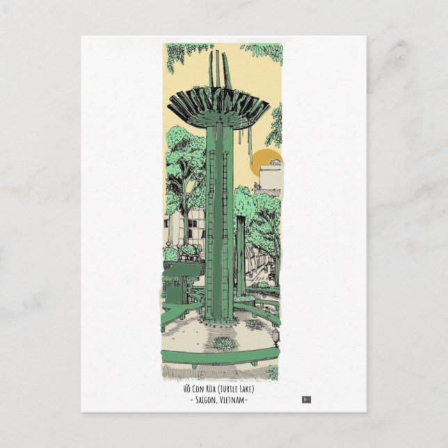 Postal Ilustracion digital de Turtle Lake Saigon (Anverso)