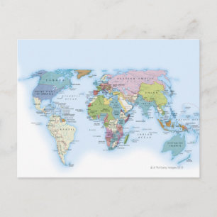 Postal Ilustracion digital del mundo en 1900