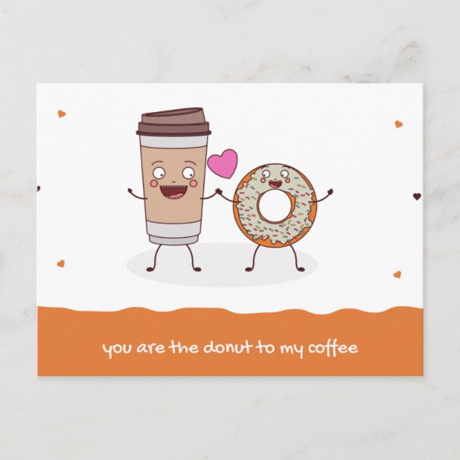 Postal Ilustración Divertida de Amor Naranja (Anverso)