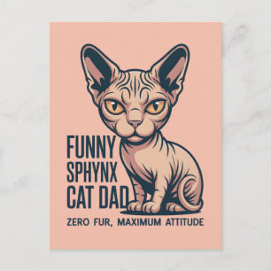 Postal Ilustración divertida de gato Sphynx papá