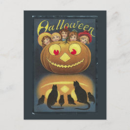 Postal Ilustración divertida de Halloween vintage