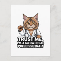Ilustración divertida de humor de gato veterinario
