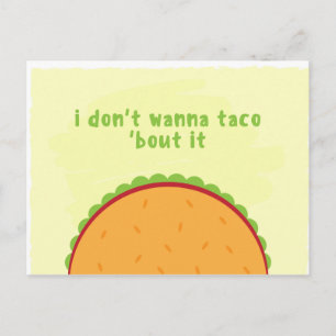Postal Ilustración Divertida de Taco Icono de Comida