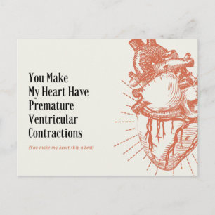 Postal Ilustración divertida del corazón chiste médico