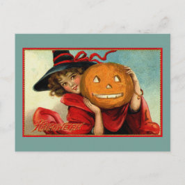 Postal Ilustración divertida vintage de Halloween