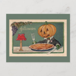Postal Ilustración divertida vintage de Halloween del hom