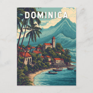 Postal Ilustracion Dominica Viaje Arte Vintage