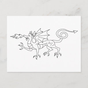 Postal Ilustracion Dragon para respiración de fuego