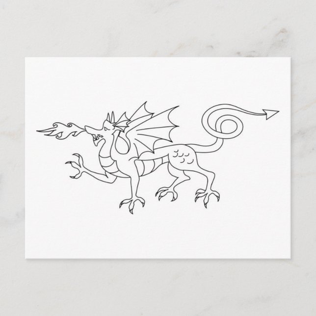 Postal Ilustracion Dragon para respiración de fuego (Anverso)
